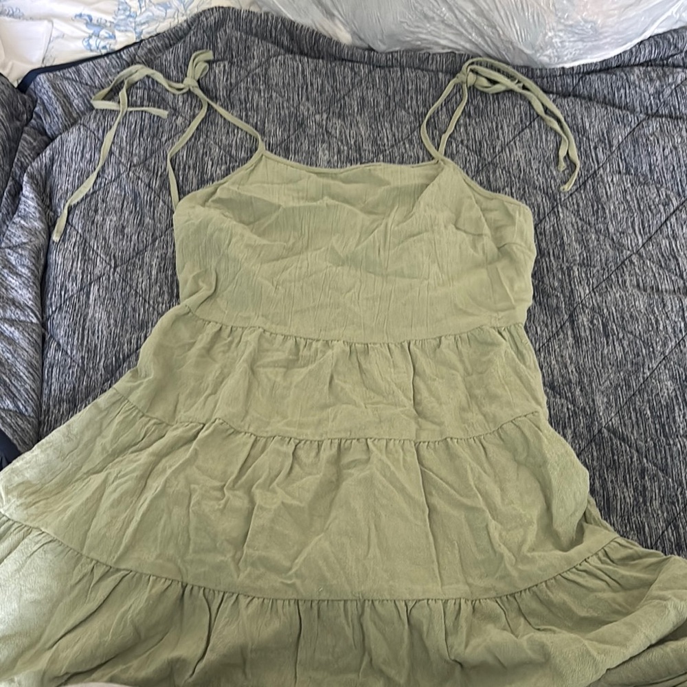Green Tiered Spaghetti Strap Dress